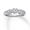 Previously Owned 3-Stone Diamond Engagement Ring 5/8 ct tw Round-cut 14K White Gold