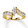 Thumbnail Image 1 of Previously Owned Engagement Ring 3/4 ct tw Marquise & Round-cut Diamonds 14K Yellow Gold