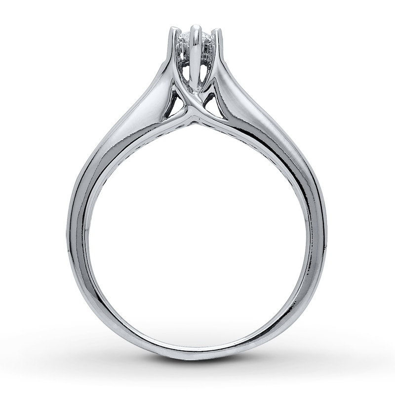 Main Image 2 of Previously Owned Engagement Ring 5/8 ct tw Marquise & Round-cut Diamonds 14K White Gold