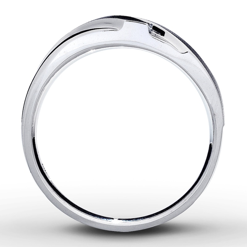 Main Image 2 of Previously Owned Men's Wedding Band 1/10 ct tw Round-cut Diamonds 10K White Gold