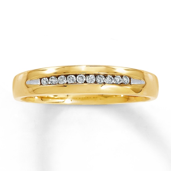 Previously Owned Men's Wedding Band 1/10 ct tw Round-cut Diamonds 10K Gold