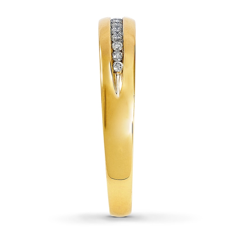 Main Image 2 of Previously Owned Men's Wedding Band 1/10 ct tw Round-cut Diamonds 10K Yellow Gold