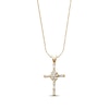 Thumbnail Image 1 of Previously Owned Diamond Cross Necklace 1/4 ct tw Round & Baguette 14K Yellow Gold