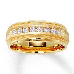 Previously Owned Men's Wedding Band 1/2 ct tw Round-cut Diamonds 14K Yellow Gold