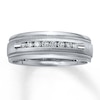 Thumbnail Image 1 of Previously Owned Men's Wedding Band 1/4 ct tw Round-cut Diamonds 14K White Gold