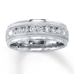 Previously Owned Men's Diamond Wedding Band 1/2 ct tw Round-cut Diamonds 14K White Gold