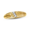 Thumbnail Image 1 of Previously Owned Men's Diamond 3-Stone Wedding Band 1/10 ct tw Round-cut 10K Yellow Gold