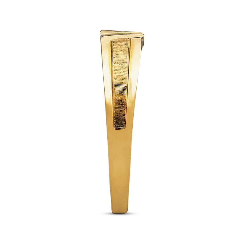 Main Image 3 of Previously Owned Men's Diamond 3-Stone Wedding Band 1/10 ct tw Round-cut 10K Yellow Gold