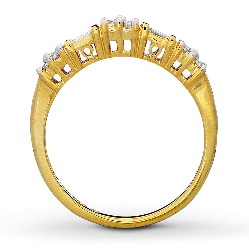 Previously Owned Anniversary Ring 1/2 ct tw Round & Baguette-cut Diamonds 14K Yellow Gold