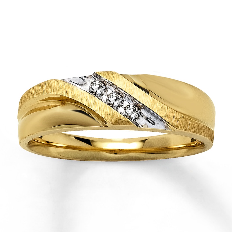 Main Image 1 of Previously Owned Men's Wedding Band 1/10 ct tw Round-cut Diamonds 10K Yellow Gold