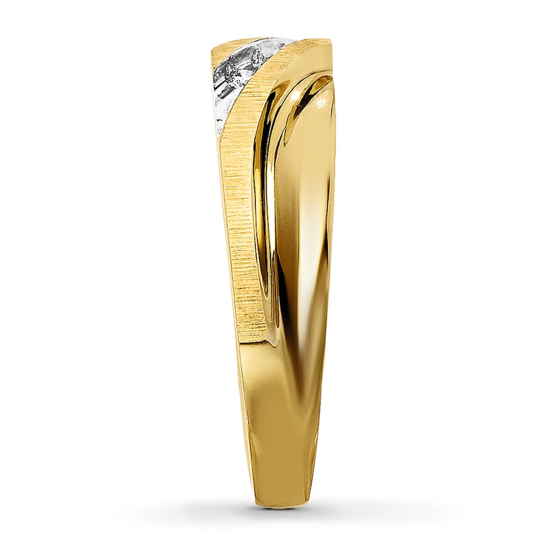 Main Image 3 of Previously Owned Men's Wedding Band 1/10 ct tw Round-cut Diamonds 10K Yellow Gold