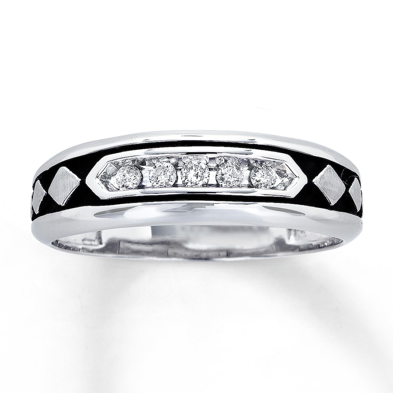 Previously Owned Men's Diamond Ring 1/6 ct tw Round-Cut 10K White Gold