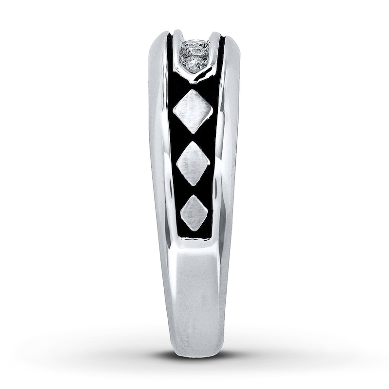 Previously Owned Men's Diamond Ring 1/6 ct tw Round-Cut 10K White Gold