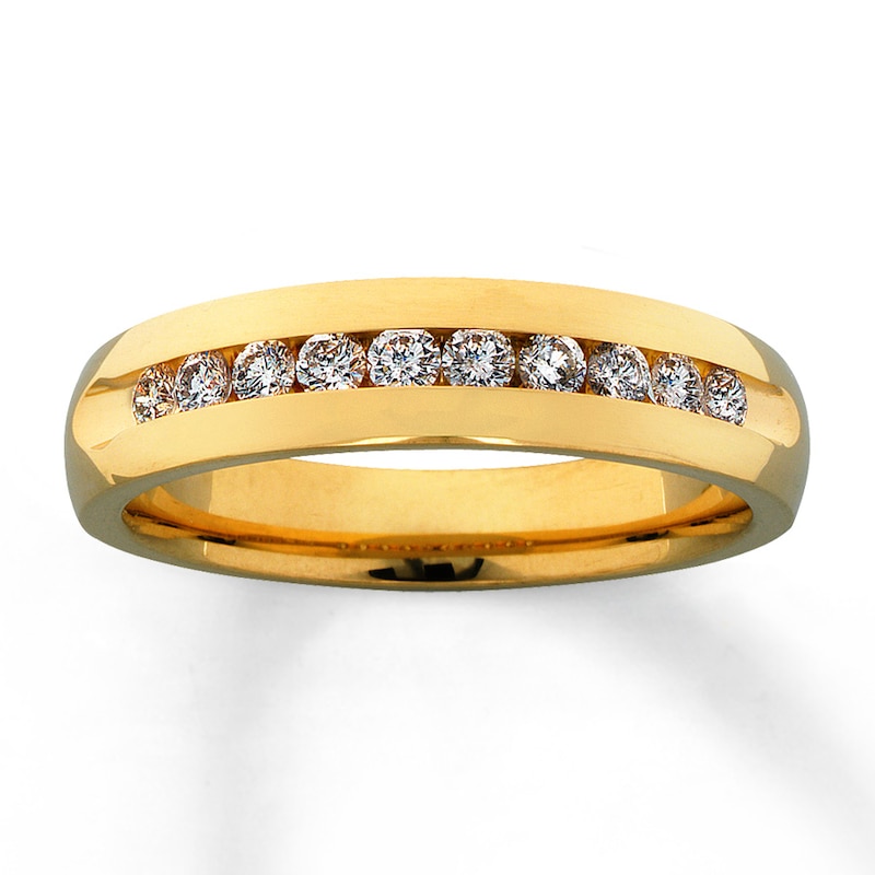 Main Image 1 of Previously Owned Men's Wedding Band 1/2 ct tw Round-cut Diamonds 14K Yellow Gold