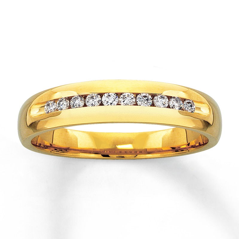 Main Image 1 of Previously Owned Men's Wedding Band 1/4 ct tw Round-cut Diamonds 14K Yellow Gold