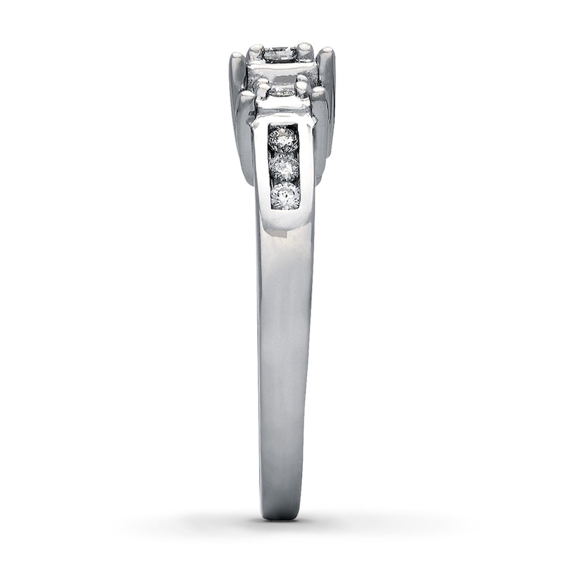 Main Image 3 of Previously Owned 3-Stone Diamond Ring 1/4 ct tw Princess & Round 14K White Gold