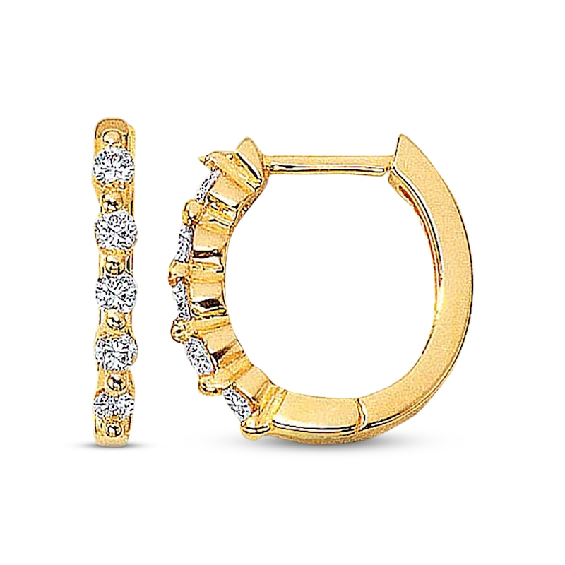 Main Image 1 of Previously Owned Hoop Earrings 1/4 ct tw Diamonds 14K Yellow Gold