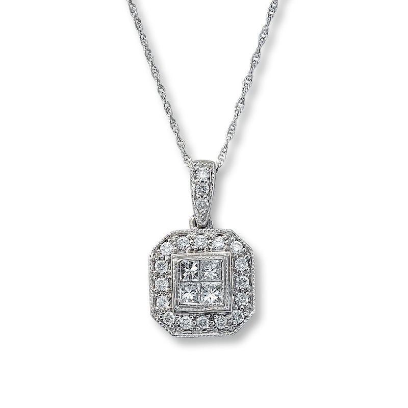 Main Image 1 of Previously Owned Necklace 1/2 ct tw Diamonds 14K White Gold 18"