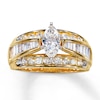 Thumbnail Image 1 of Previously Owned Ring 1-1/2 ct tw Marquise, Baguette & Round-cut Diamonds 14K Yellow Gold