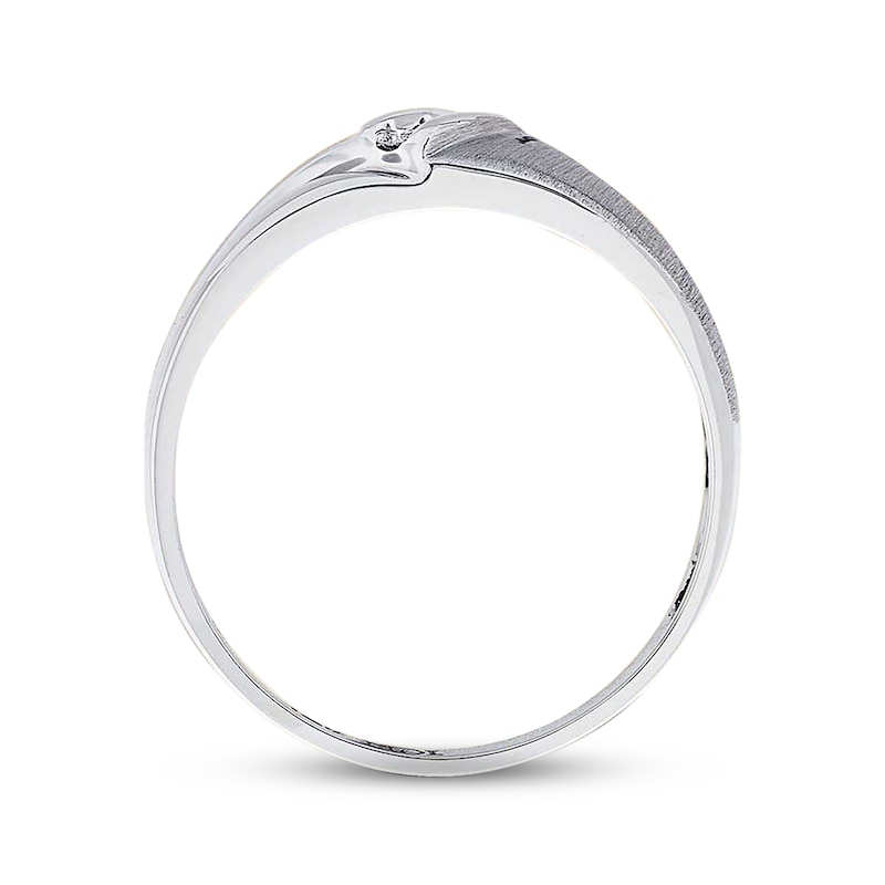 Main Image 2 of Previously Owned Men's Diamond Wedding Band 1/15 ct tw Round-cut 10K White Gold