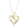Thumbnail Image 1 of Previously Owned Diamond Heart Necklace 1/4 ct tw Round & Baguette-cut 10K Yellow Gold