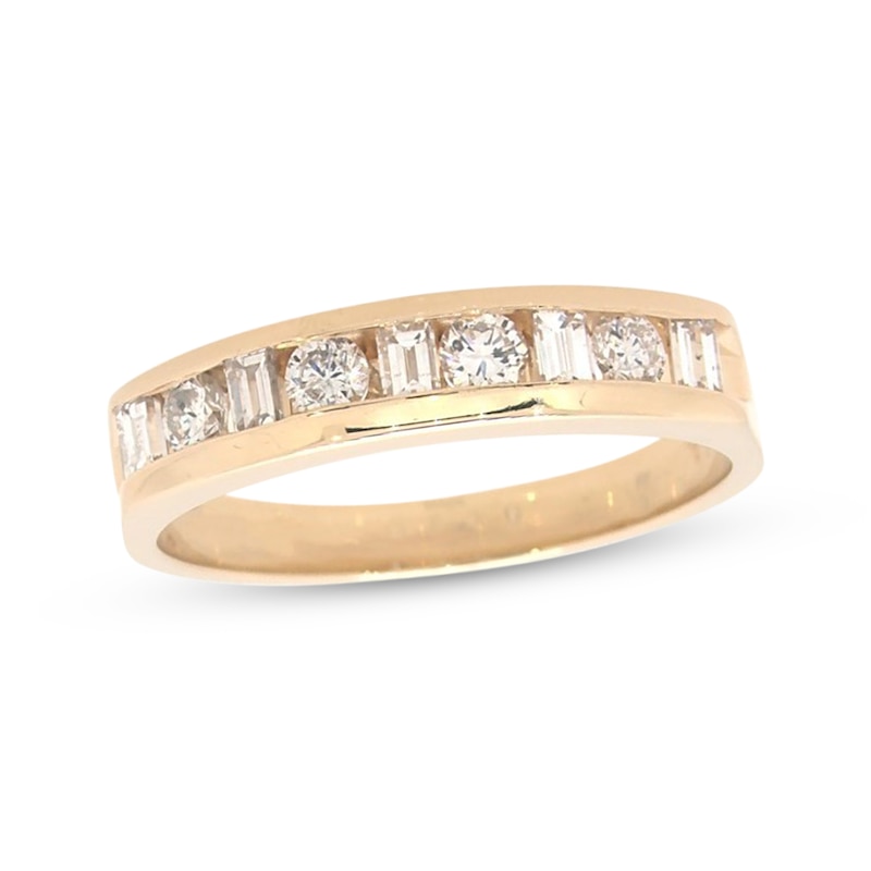 Previously Owned Diamond Anniversary Ring 1/2 ct tw Round & Baguette-cut 14K White Gold
