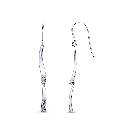 Previously Owned Diamond Dangle Earrings 1/10 cttw 14K White Gold