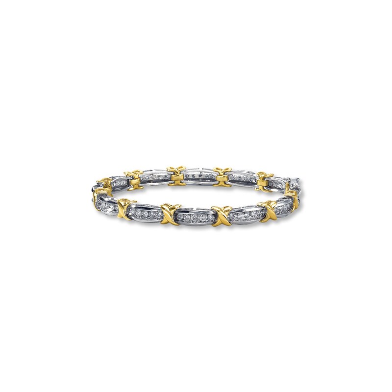 Main Image 1 of Previously Owned Bracelet 2 ct tw Diamonds 10K Two-Tone Gold 7"