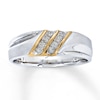 Previously Owned Men's Wedding Band 1/6 ct tw Round-cut Diamonds 10K Two-Tone Gold