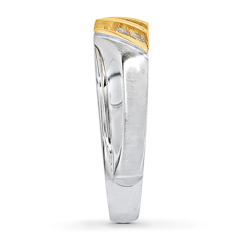 Previously Owned Men's Wedding Band 1/6 ct tw Round-cut Diamonds 10K Two-Tone Gold
