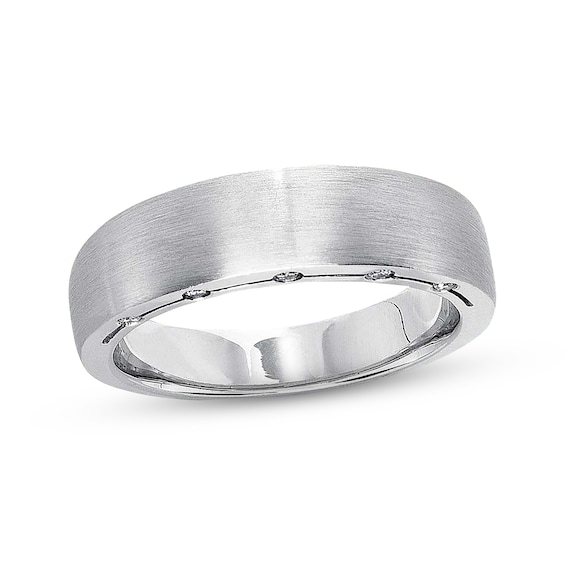 Previously Owned Men's Diamond Wedding Band 1/8 ct tw Round-cut 14K White Gold Size 10.25