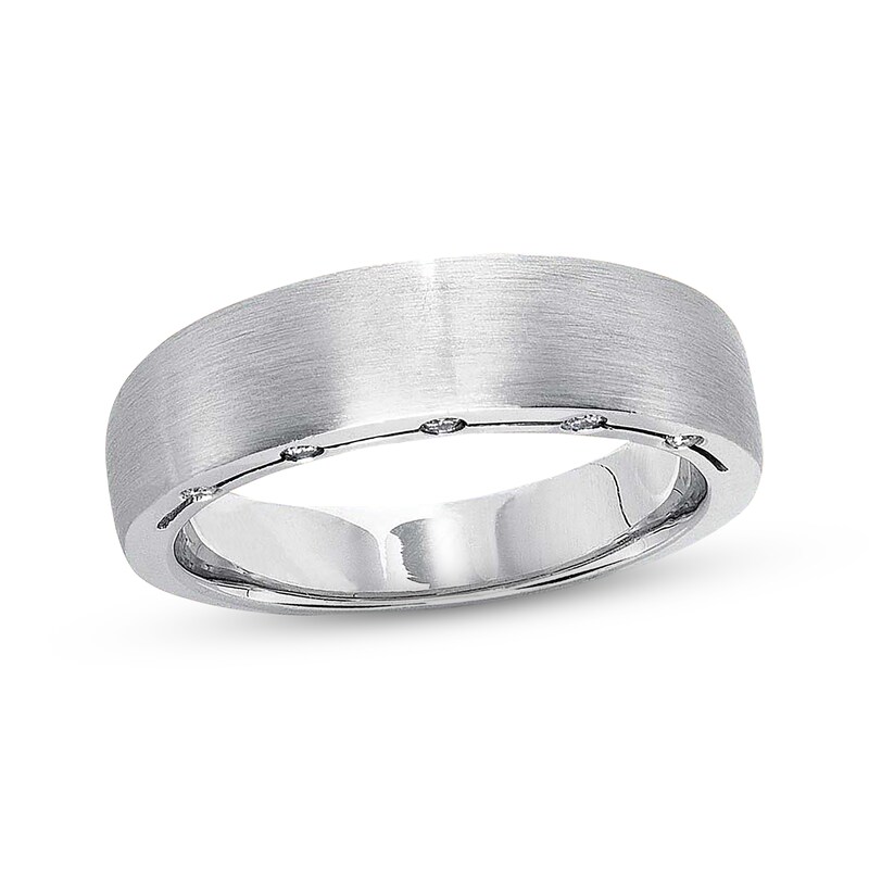 Main Image 1 of Previously Owned Men's Diamond Wedding Band 1/8 ct tw Round-cut 14K White Gold - Size 10.25