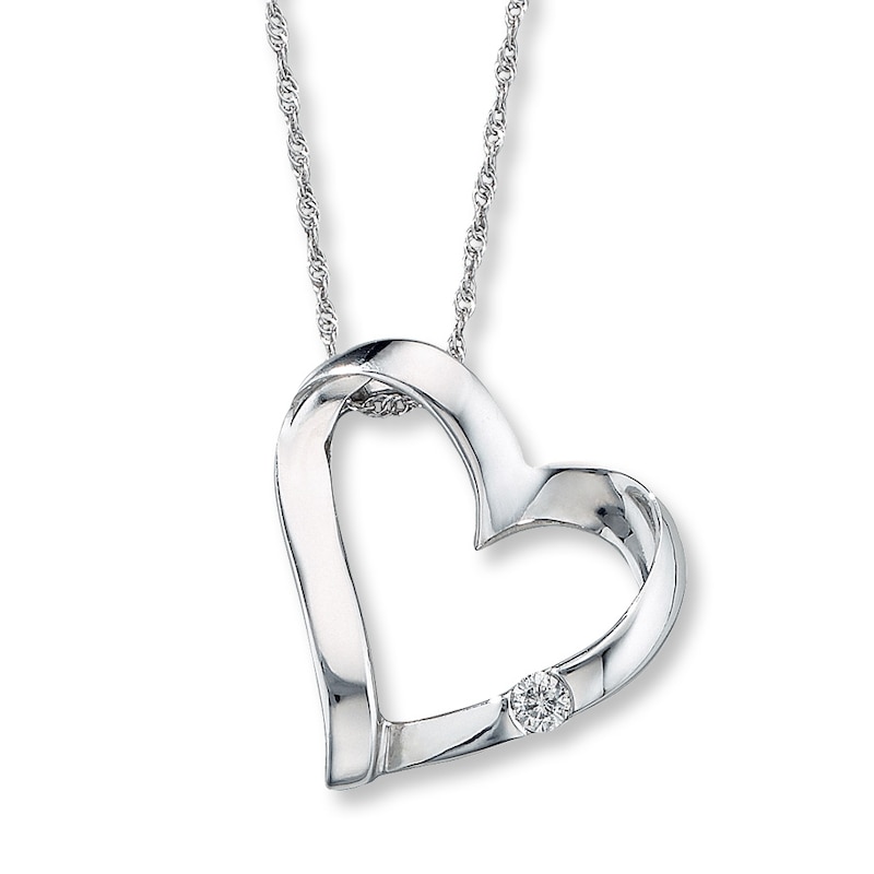 Main Image 1 of Previously Owned Necklace 1/20 ct Diamond 10K White Gold 18&quot;