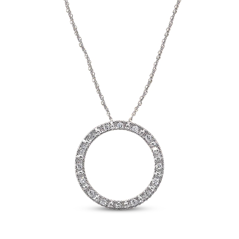 Main Image 1 of Previously Owned Circle Necklace 1/8 ct tw Diamonds 10K White Gold 18&quot;