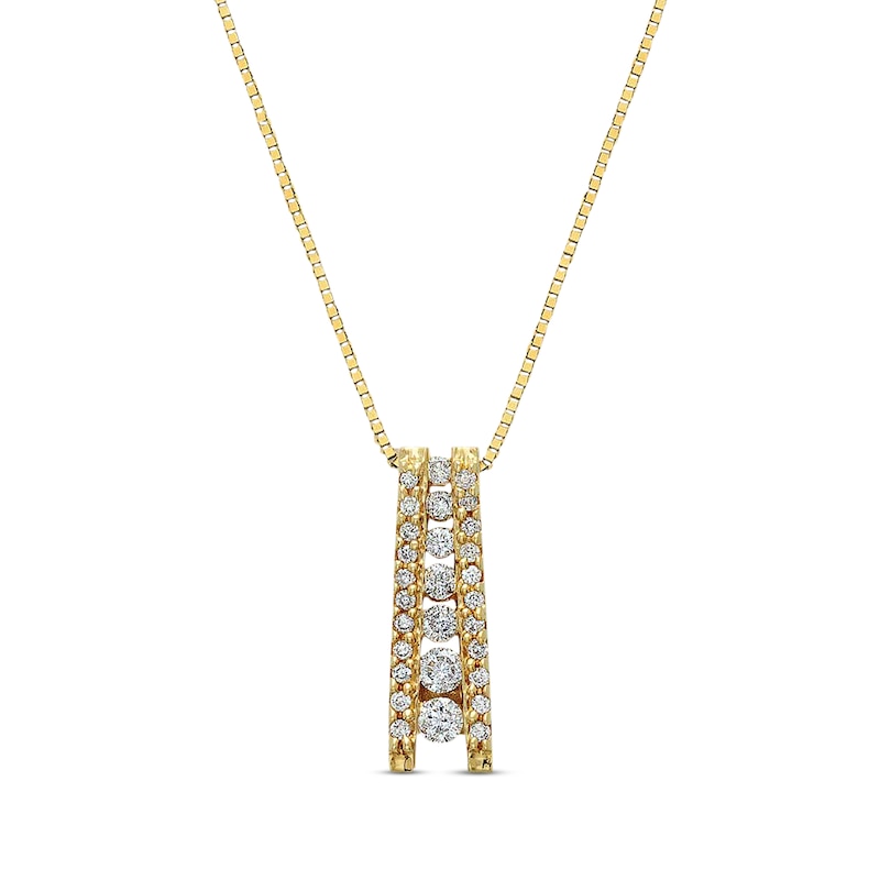 Main Image 1 of Previously Owned Diamond Journey Necklace 1/4 cttw 14K Yellow Gold 18&quot;