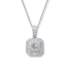 Thumbnail Image 1 of Previously Owned Necklace 1/4 ct tw Diamonds 10K White Gold 18"