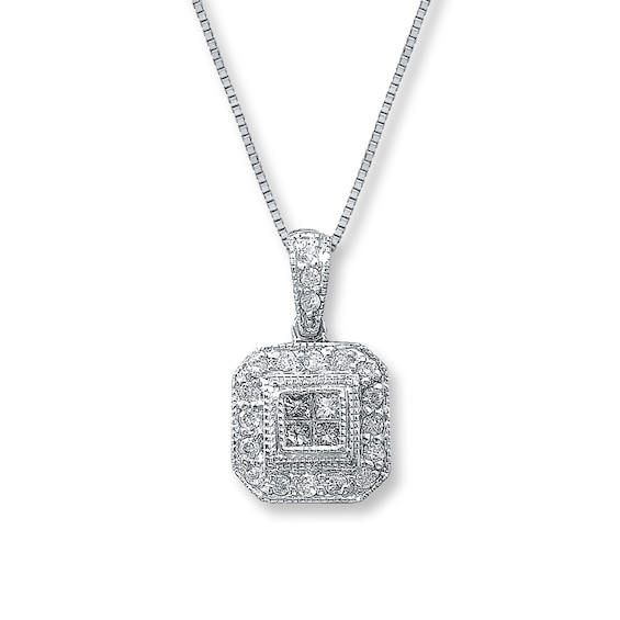 Previously Owned Necklace 1/4 ct tw Diamonds 10K White Gold 18"