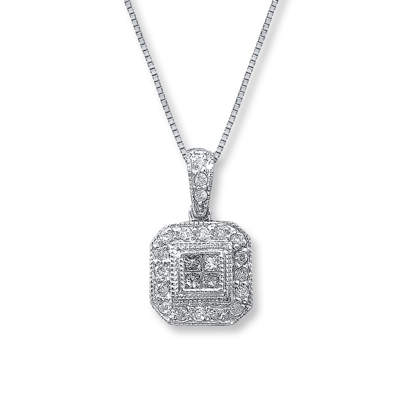 Main Image 1 of Previously Owned Necklace 1/4 ct tw Diamonds 10K White Gold 18"