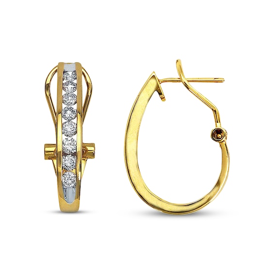 Previously Owned Diamond Hoop Earrings 1 ct tw Round-cut 14K Yellow Gold