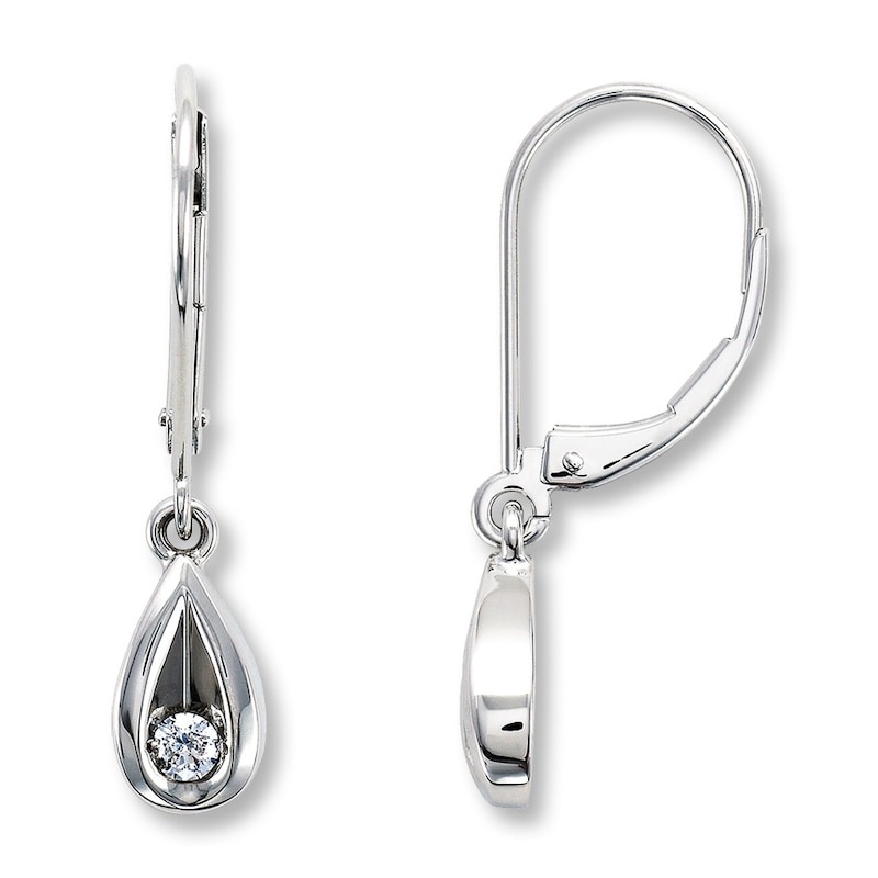 Previously Owned Diamond Teardrop Earrings 1/8 ct tw Round-cut 14K White Gold