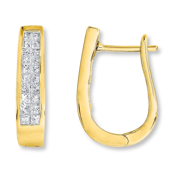 Previously Owned Diamond Earrings 1 ct tw Princess-Cut 14K Yellow Gold