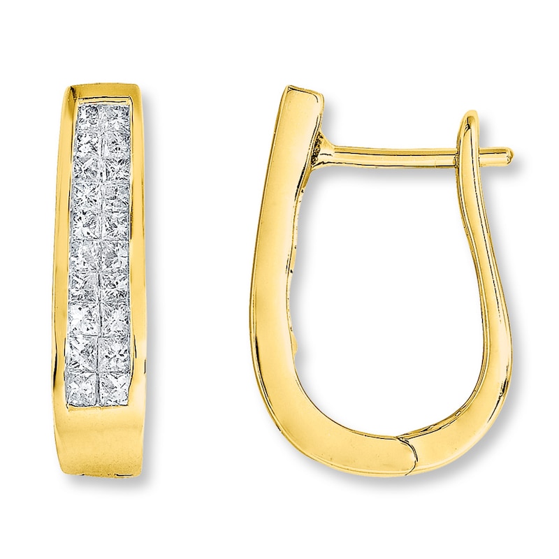 Main Image 1 of Previously Owned Diamond Earrings 1 ct tw Princess-Cut 14K Yellow Gold