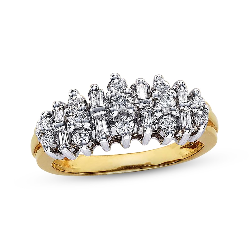 Previously Owned Diamond Anniversary Band 1/2 ct tw Baguette & Round-cut 10K Yellow Gold