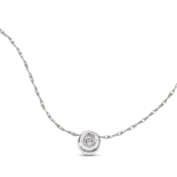 Previously Owned Diamond Solitaire Bezel Necklace 1/4 ct tw Round-cut 14K White Gold