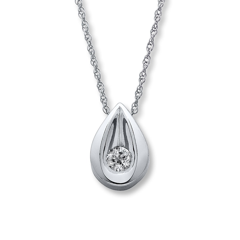 Main Image 1 of Previously Owned Necklace 1/8 ct tw Diamond 14K White Gold