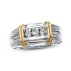 Thumbnail Image 1 of Previously Owned Men's Diamond Wedding Band 1/3 ct tw Round-cut  14K Two-Tone Gold - Size 10.25