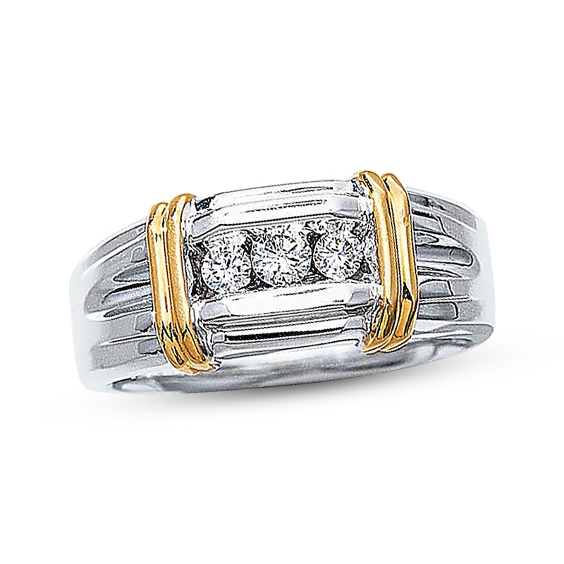 Main Image 1 of Previously Owned Men's Diamond Wedding Band 1/3 ct tw Round-cut  14K Two-Tone Gold - Size 10.25