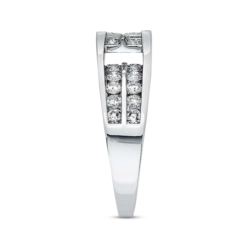 Previously Owned Multi-Diamond Engagement Ring 2 ct tw Princess & Round-cut 14K White Gold
