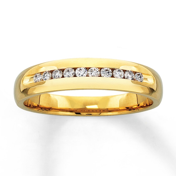 Previously Owned Men's Diamond Wedding Band 1/4 ct tw Round-cut 14K Yellow Gold Size 10.25