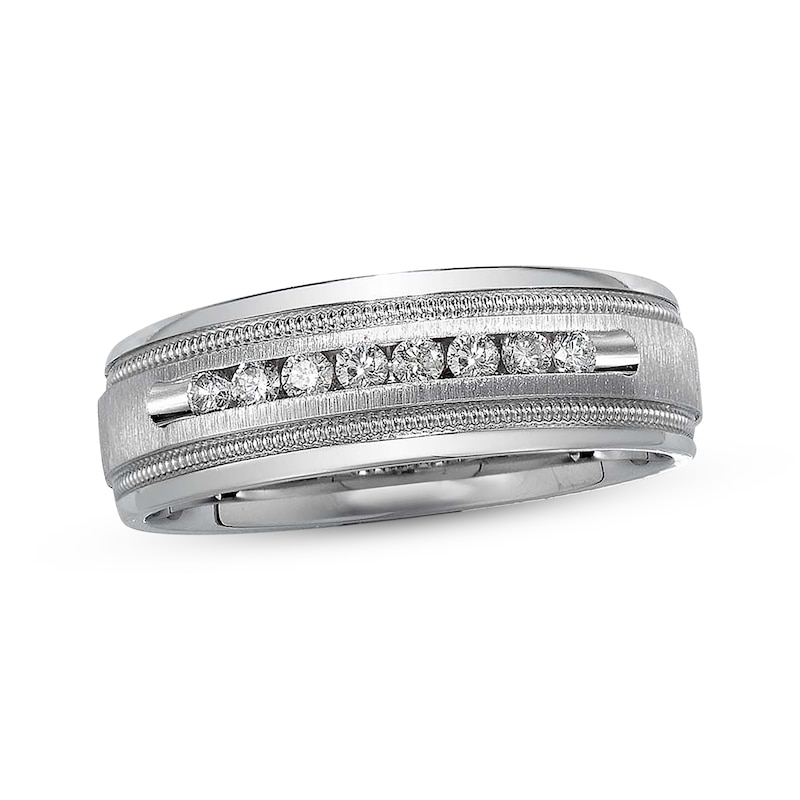 Previously Owned Men's Diamond Wedding Band 1/4 ct tw Round-cut 14K White Gold - Size 10.25